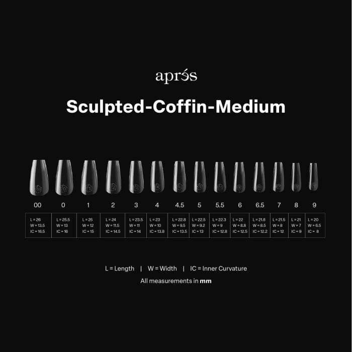 APRES GEL - X® SCULPTED COFFIN MEDIUM BOX OF TIPS - PRO (600PCS) OceanNailSupply