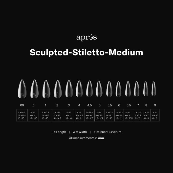 APRES GEL - X® SCULPTED STILETTO MEDIUM BOX OF TIPS - PRO (600PCS) OceanNailSupply