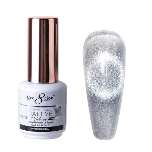 Cre8tion Silver Cat Eye Soak Off Gel 0.5oz CE Silver - OceanNailSupply