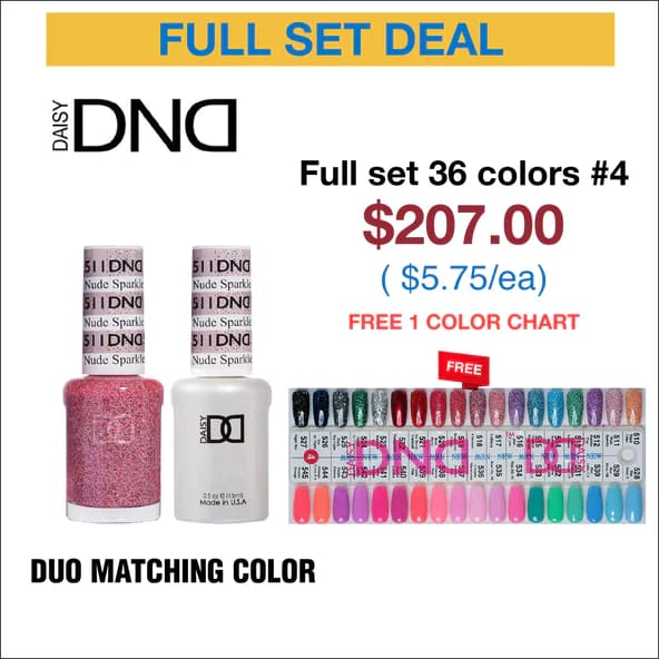 Dnd Duo Matching Color Full Set 36 Colors 4 510 545 W 1 Color Chart — Oceannailsupply 7117