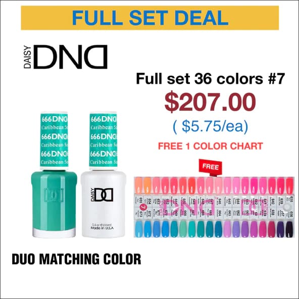 Dnd Duo Matching Color Full Set 36 Colors 7 638 673 W 1 Color Chart — Oceannailsupply 0227